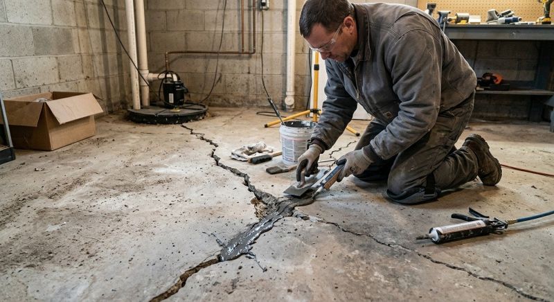 Cracked Basement Floor Repair in Albemarle, NC